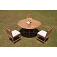 thumbnail image 4 of Grade-A Teak Dining Set: 3 Seater 4 Pc: 60" Round Table And 3 Devon Armless Chairs Outdoor Patio WholesaleTeak #WMDV73, 4 of 4