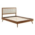 thumbnail image 2 of Modway Willow King Wood Platform Bed with Splayed Legs in Walnut/Beige, 2 of 8
