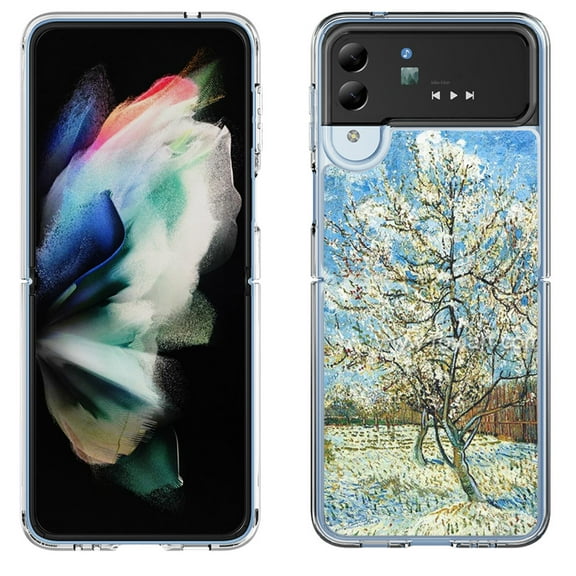 Shockproof Bumper Phone Case for Samsung Galaxy Z Flip 4 5G, by OneToughShield ® - Peach Tree Blossom