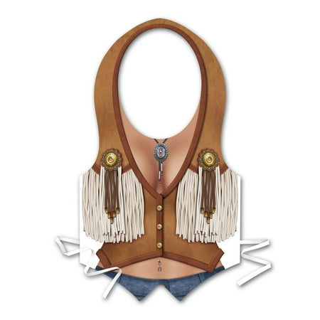 Club Pack of 48 Plastic Cowgirl Vest with Fringe Party