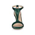 thumbnail image 6 of BLISSFUL STEP Women's Shoes T-Strap Embossed Kitten Heel Buckle Closure Open Toe Dress Sandals Dark Green 8.5, 6 of 7