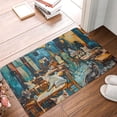 thumbnail image 4 of Rateoe Whimsical Cats Night Cafe Pattern Flannel Door Mat Indoor Outdoor Entrance, Waterproof All-Weather Doormat,Fade Resistant, Low Profile Entryway Mat 16x24in, 4 of 7