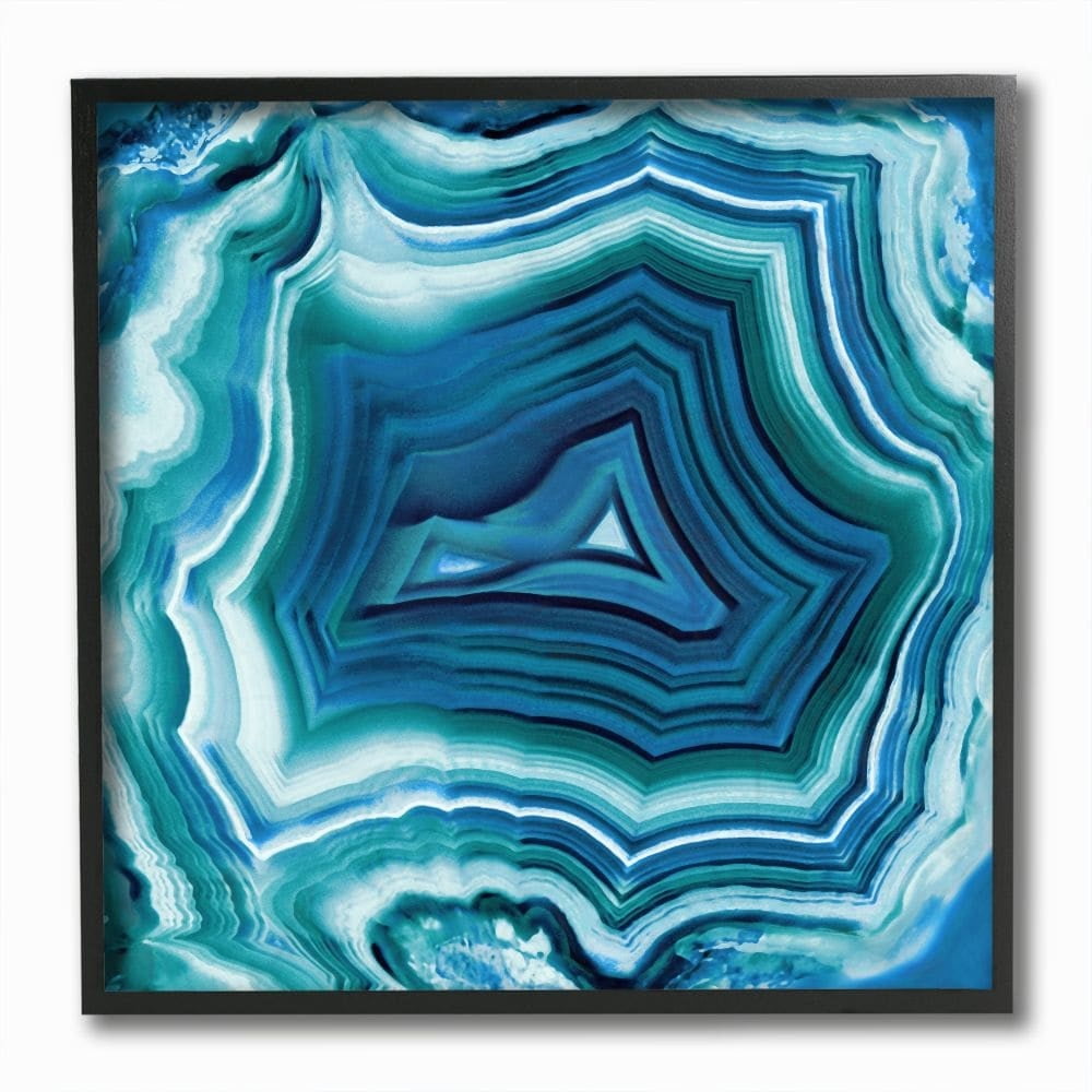 Stupell Industries Agate Crystal Pattern Blue Abstract Design Framed Wall Art by Danielle Carson