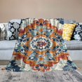 thumbnail image 2 of Orinice Medallion Design Warm Lightweight Blanket Soft Fleece Blankets for All Seasons - Decorative Throw Blanket for Living Rooms, Sofa, and Bed - Excellent Hand Feel 50x60in, 2 of 6