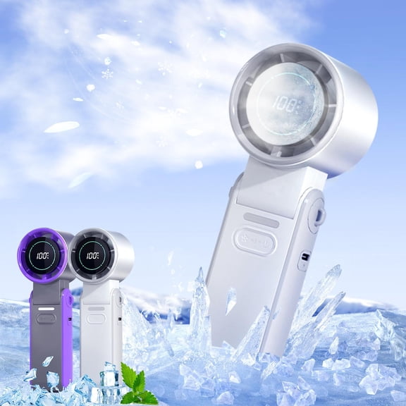 High Speed Neck Hanging Fan Foldable Handheld Fan with Digital Stepless Speed Control Rechargeable Portable Mini Fan for Travel Outdoor Camping by PALIFEUR