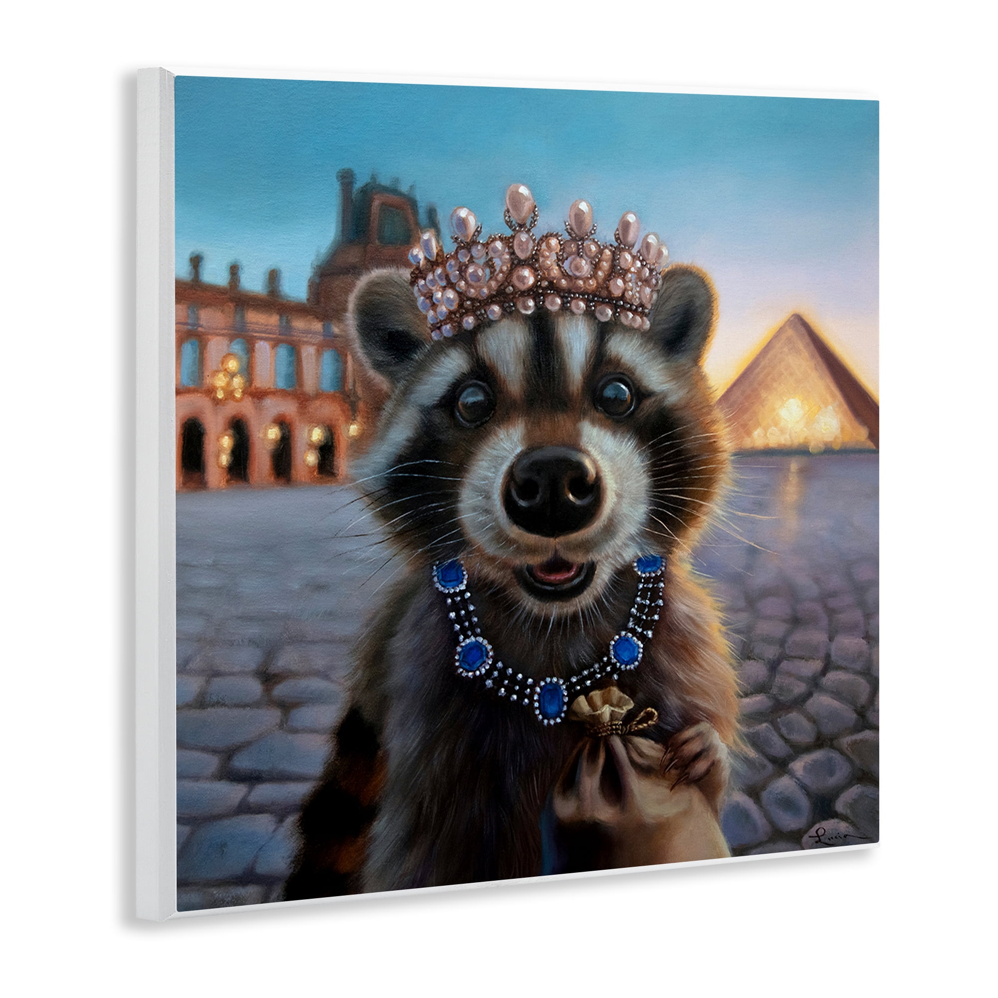 Stupell Industries Louvre Loot Raccoon Wall Plaque Art, design by Lucia Heffernan