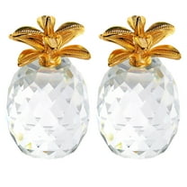 MLINS 2PCS Crystal Pineapple Fruit Decor Tabletop Ornament Pineapple Figurine Collectible Minimalist Crystal Craft for Home Decor Dining Room