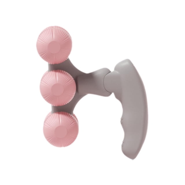 Rodillo de masaje manual de 6 ruedas, diseño ergonómico, rodillo de liberación miofascial. Rosa