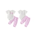 thumbnail image 2 of BemeyourBBs Newborn Baby Boy Girl Summer Clothes Cotton Linen Outfit Casual Button Crew Neck Short Sleeve Romper Plaid Pants 2 Pcs Set, 2 of 9