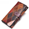 thumbnail image 3 of Cartera de cuero para mujer, gran capacidad, primera capa, bolso de piel de vaca, costuras coloridas, billetera larga de moda, moda, 3 of 4