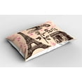 thumbnail image 2 of Ambesonne Eiffel Tower Pillow Sham 2 Pack, Bakery in Paris Eiffel, 36"x20", Pink Dark Brown, 2 of 3