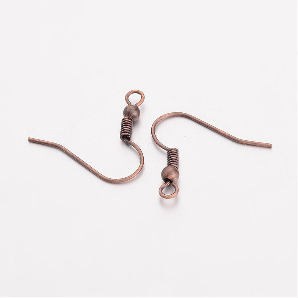 Brass Earring Hooks Ear Wire with Horizontal Loop Nickel Free Red Copper 17~19x16~18x0.6~0.7mm 21~22 Gauge Hole: 2mm Brass