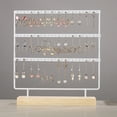 thumbnail image 5 of 24/44/66 Holes Stand Jewelry Display Organizer Earrings Pendants Bracelets Jewelry Holder With Wooden Base Earrings Storage Rack 66 holes white, 5 of 6