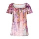 thumbnail image 4 of ICHUANYI Clearance Fashion Womens Casual Printed Square Neck Short Sleeve Buttons Tops Loose Blouses(Pink, S) ICHUANYI WER2023081009324, 4 of 5