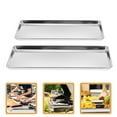thumbnail image 3 of Shisuyan 2pcs Stainless Steel Dinner Plate Rectangular Tray Food Snack Plate For Home Restaurant Hotel, 3 of 8