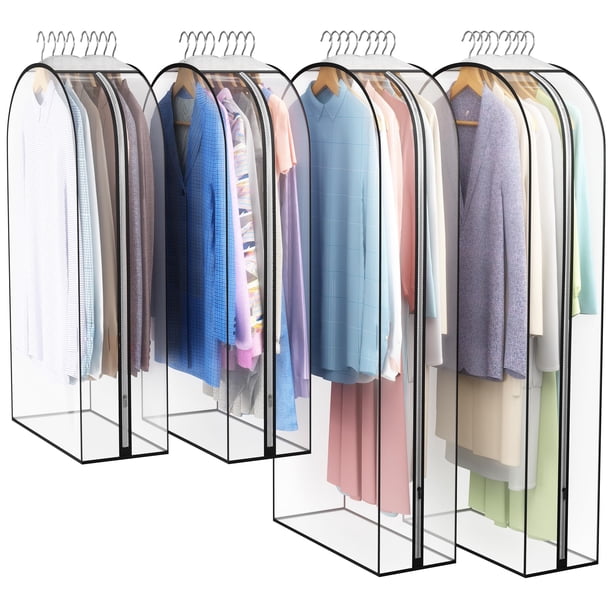 Bolsa transparente Liuoud para colgar ropa, 10 pulgadas, con fuelle, paquete de 4