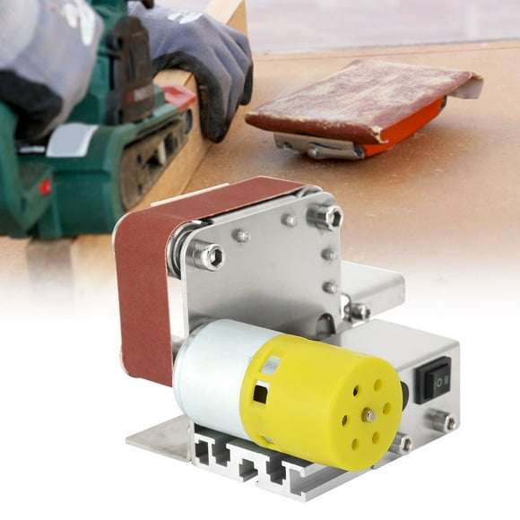 Ponceuse à Courroies Électrique, Faible Bruit 4500-9000r/min Sortie AC 110-240V Moteur en Laiton Mini Machine à Courroies Stabilité pour Broyage de Pièce Prise US 775 100W