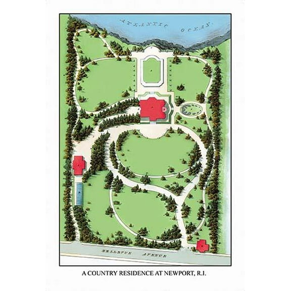 A Country Residence at Newport, R.I.-Fine Art Canvas Print (20" x 30")