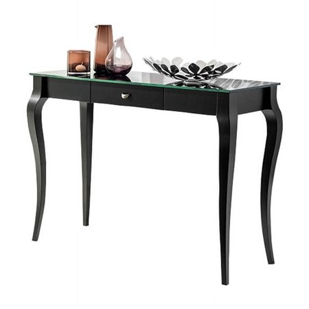 VVR Homes RESSO Glass Top Console Table Black
