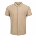 thumbnail image 4 of QATAINLAV Mens Linen Shirts Short Sleeve Button Down Lapel Regular Fit Shirt Summer Casual Vacation Beach Hawaiian Tops with Pocket Khaki XXXL Sales of The Day, 4 of 6