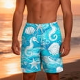 thumbnail image 6 of KIHOUT Men's Tropical Seahorse Print 2-in-1 Swim Trunks - 95% Polyester 5% Spandex, Drawstring Elastic Waist, Lined with Pockets for Beach, Pool and Summer Casual Wear, 6 of 9