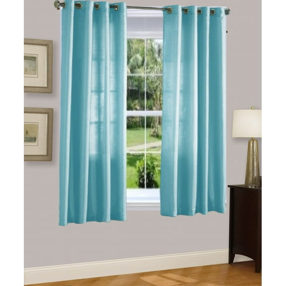 1 PANEL MIRA SOLID LIGHT BLUE SEMI SHEER WINDOW FAUX SILK silver GROMMETS CURTAIN DRAPES 55 WIDE X 63" LENGTH