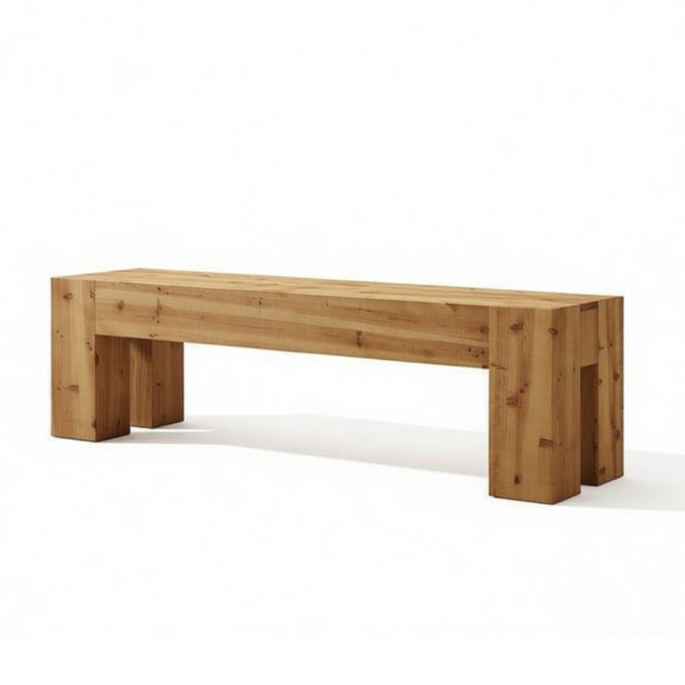 63" Solid Wood Bench, Farmhouse Entryway Bench, Multi-Purpose Shoe Bench, TV Stand & Extra Seating for Living Room Bedroom