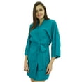 thumbnail image 6 of Bimba Women Short Solid Belt Robe Soft Modal Cotton Wrap Round Plain Bath Robe, 6 of 8