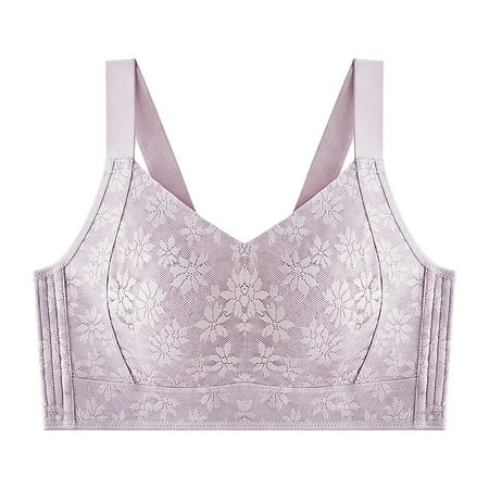Yyeselk Wireless Bras for Women Full Coverage No Underwire Seamless Everyday Bras Comfort Push Up Plus Size Breathable Sports Bra Purple XL