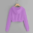 thumbnail image 3 of Aboser Plus Size Cropped Sweatshirts for Women Trendy Zip Up Hoodies Basic Solid Color Fleece Jacket Drawstring Long Sleeve Crop Tops Fall&nbsp;Deals, 3 of 6