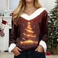 thumbnail image 2 of Jkety Santa Sweater Christmas Shirts for Women Fuzzy Fur Trim Holiday Tops Trendy Xmas Tree Graphic Shirt V Neck Long Sleeve Tunic Blouse ,XL, 2 of 5