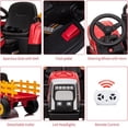 thumbnail image 4 of 12V Kids Battery Powered Electric Tractor with Trailer, Toddler Ride On Car w/Remote Control/ 7-LED Headlights/ 2+1 Gear Shift/ MP3 Player/USB Port for Kids 3-6 Years (Rose, 36W/ EVA Tire), 4 of 6
