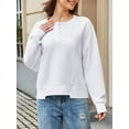thumbnail image 3 of JYLFC Women Button Down Henley Heavyweight Sweatshirts Autumn Winter Cute Solid Color Patchwork Pullover White L, 3 of 6