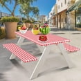 thumbnail image 5 of Outdoor Picnic Table Cover Set - Waterproof Vinyl with Flannel Backing | Elastic Tablecloth for 30x72 Inch Tables | Includes 2 Bench Covers for Patio & Garden Use, 5 of 5