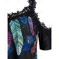 thumbnail image 3 of Talla grande Hombro frío Pluma Imprimir Tee Rosegal Camisetas tallas grandes, 3 of 5