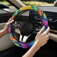 thumbnail image 3 of Uorisanigo Tie Dye 15 Inch Steering Wheel Cover for Women Multicolor Car Wheel Cover for Most Vehicle Easy to Install Car Steering Wheel Protector for Winter Flannel Car Decor Gift for Wife, 3 of 8