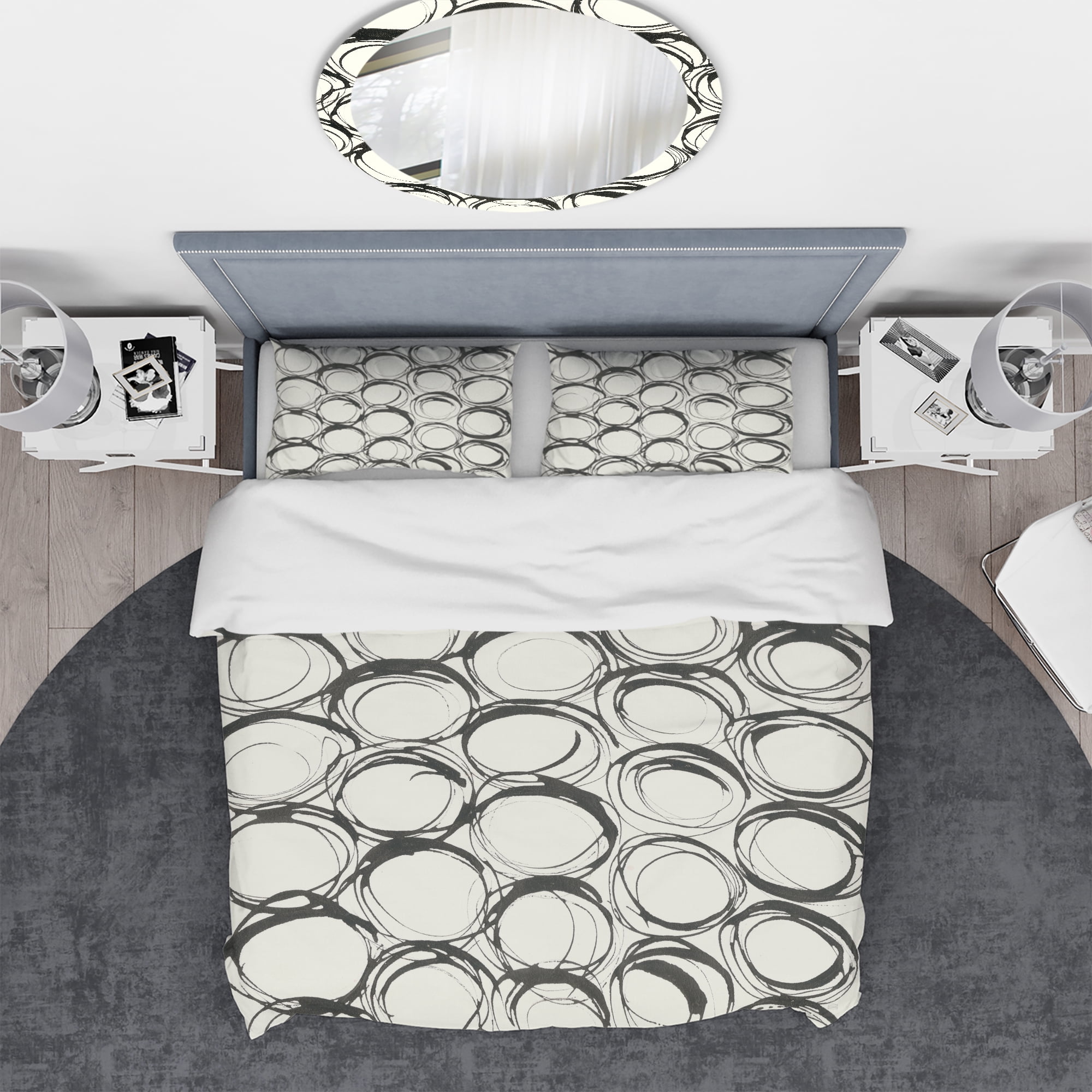 Designart 'minimalist black and white II' Geometric Duvet Cover Set