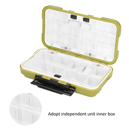 Portable ABS Fishing Tackle Storage Box with 18 Blocks Stainless Steel Hinges Waterproof Seal Anti-Slip Design