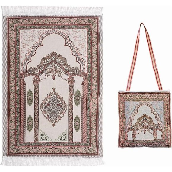 Hitopin Prayer Mat with Elegant Design Bags - Islamic Muslim Prayer Rug for Ramadan - Great Gift for Family, Lover and Friends