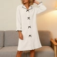thumbnail image 6 of Gytharion Fleece Nightgowns for Women Winter Warm Plush Sleepshirt Cute Solid Bow Pullover Mid-Length Nightdress Soft Cozy Ruffled Long Sleeve Lapel Sleepwear, 6 of 7