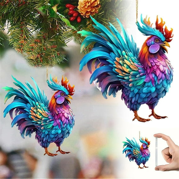 Christmas Tree Pendant Big Rooster Shape Hanging Backpack Car Pendant Home Decoration Car Ornaments/ Big Rooster Acrylic Pendant