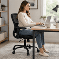 thumbnail image 3 of Height Adjustable Swivel Office Chair 400 lbs, Ergonomic Mesh Desk Chair with Lumbar Support & Flip-Up Arms, Mid-Back Computer Task Chair for Home, Bedroom & Office, 3 of 8