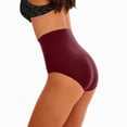 thumbnail image 5 of HCNTES High Waisted Bikini Bottoms Ruched Tummy Control Swim Bottom Bathing Suits for Women (Y508-Wine,S), 5 of 9