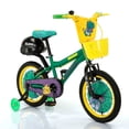 thumbnail image 1 of Bicicleta infantil Dinosaurex R16 Blackhill color verde/amarillo con ruedas de entrenamiento LED para niños de 4-8 años., 1 of 7