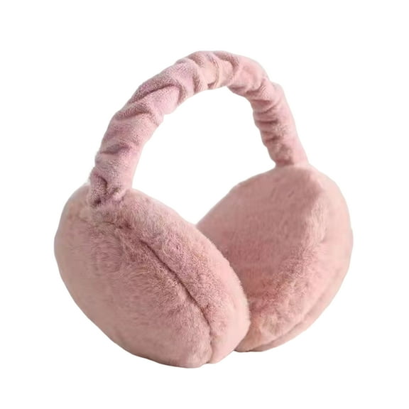 Opvise Winter Earmuffs Thick Solid Color Lightweight Portable Cold-proof Keep Warm Unisex Anti-slip Cycling Ear Covers for Winter Light Pink