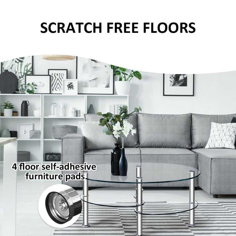 Costway Tempered Glass Oval Coffee Table, Chrome Base photo 4