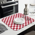 thumbnail image 3 of Red and White Checkered Pattern Dish Drying Mat for Kitchen 1 Pack, Ultra Absorbent Microfiber Dishes Drainer Mats,16"x18", 3 of 6