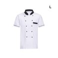 thumbnail image 2 of Qarigey Uniformes de Chef para mujer, abrigo de Chef de manga corta, chaqueta de trabajo con doble botonadura, ropa de cocina para restaurante, Camisetas Blanco L, 2 of 6