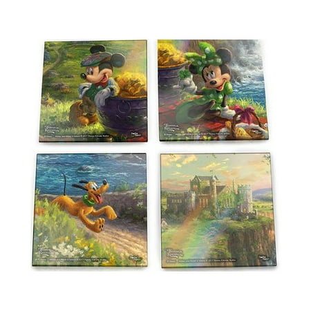 

Thomas Kinkade Mickey & Minnie in Ireland StarFire Prints Glass Coaster Set
