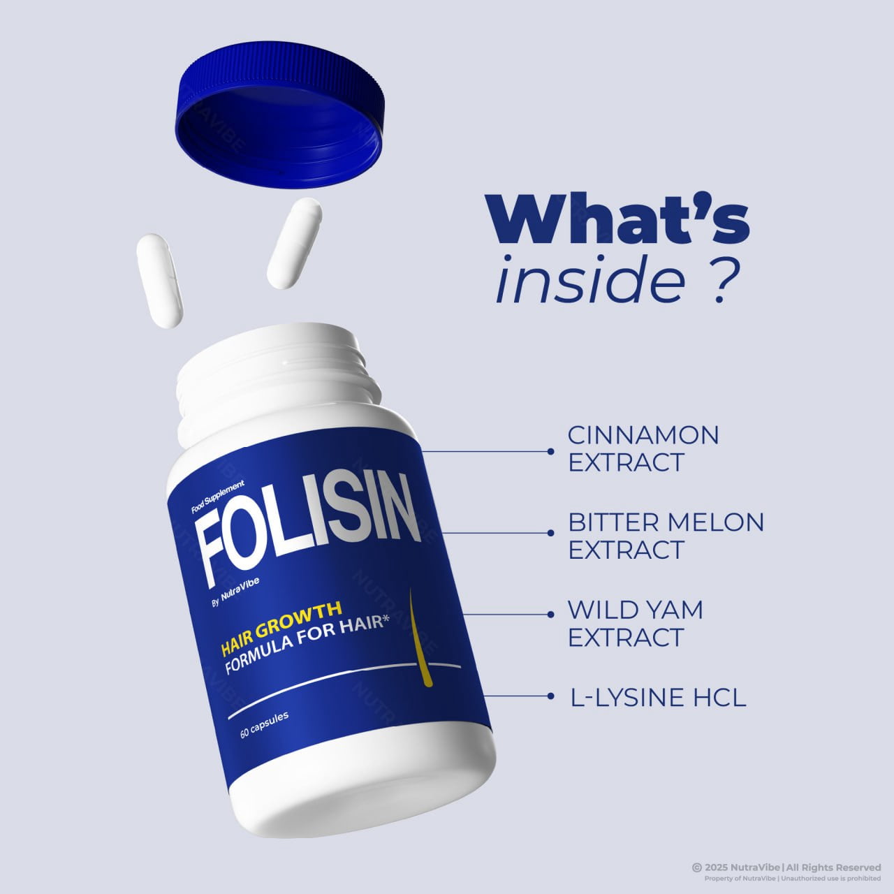 Folisin Hair Growth Supplement, Official Formula, Advanced Hair Care Pills for Thicker, Fuller, and Healthier Hair, The Ultimate Hair Revival and Regrowth Solution, Foli Sin Reviews (60 Capsules)